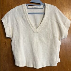 Madewell Cream Textured V-Neck Tee